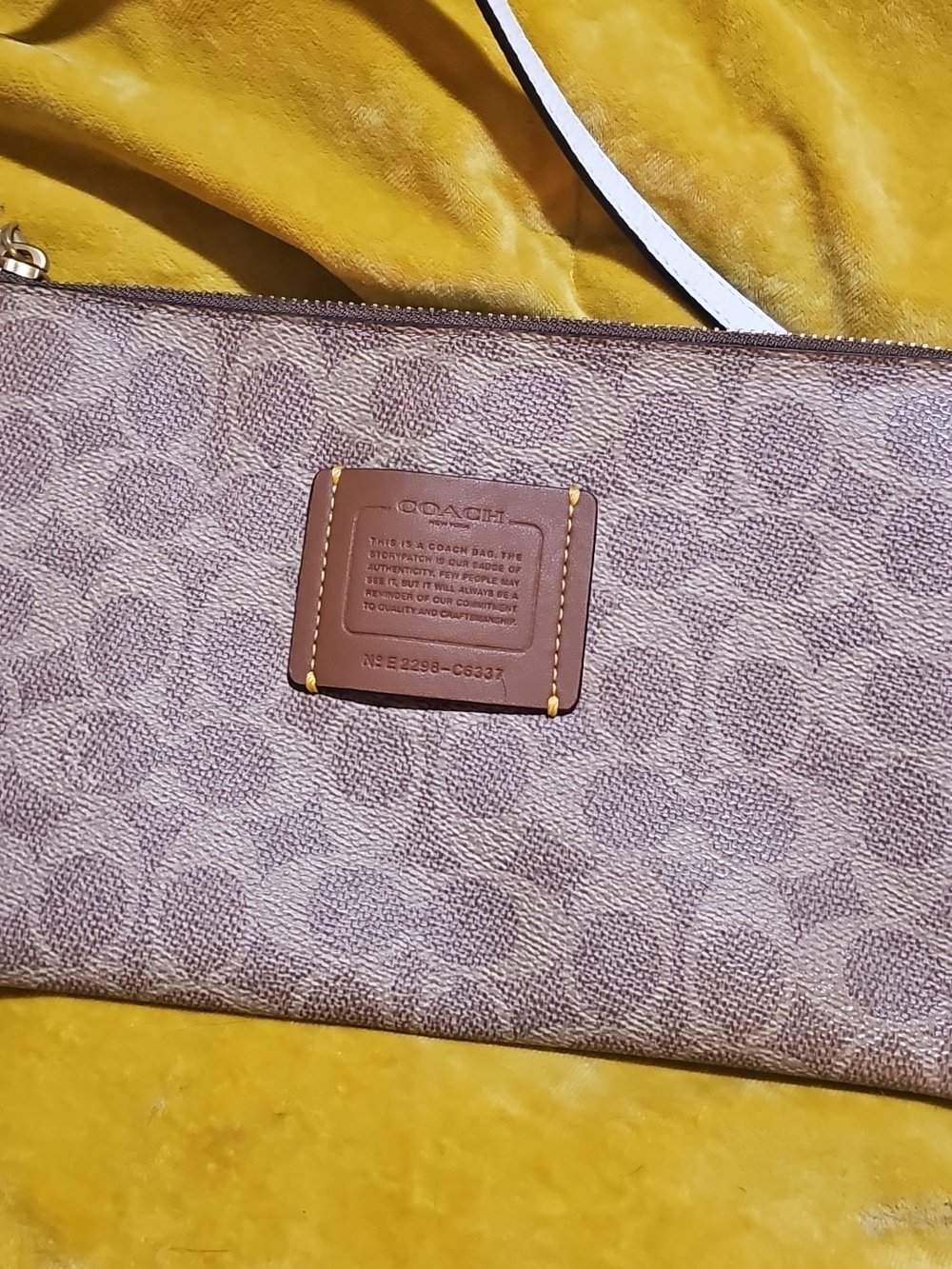 Coach Monogram Canvas Wristlet in Taupe and Brown